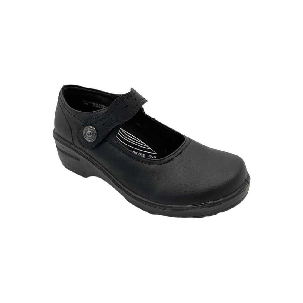 Easy Works Women's Letsee Platform Leather Mary Janes Black - Extra Wide